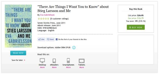 “There Are Things I Want You to Know About Stieg Larsson and Me”, by Eva Gabrielsson (eBook)